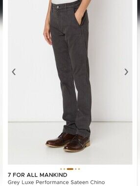 7 For All Mankind Grey Luxe Performance Sateen Chino Pants - Grey